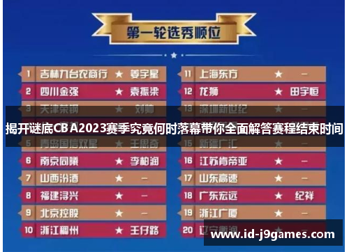 揭开谜底CBA2023赛季究竟何时落幕带你全面解答赛程结束时间