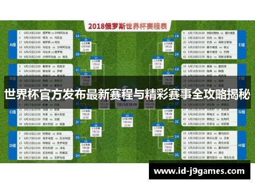 世界杯官方发布最新赛程与精彩赛事全攻略揭秘